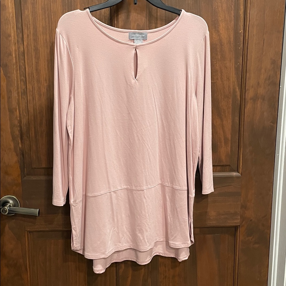 Liz Claiborne Studio Blush Keyhole Tunic Top